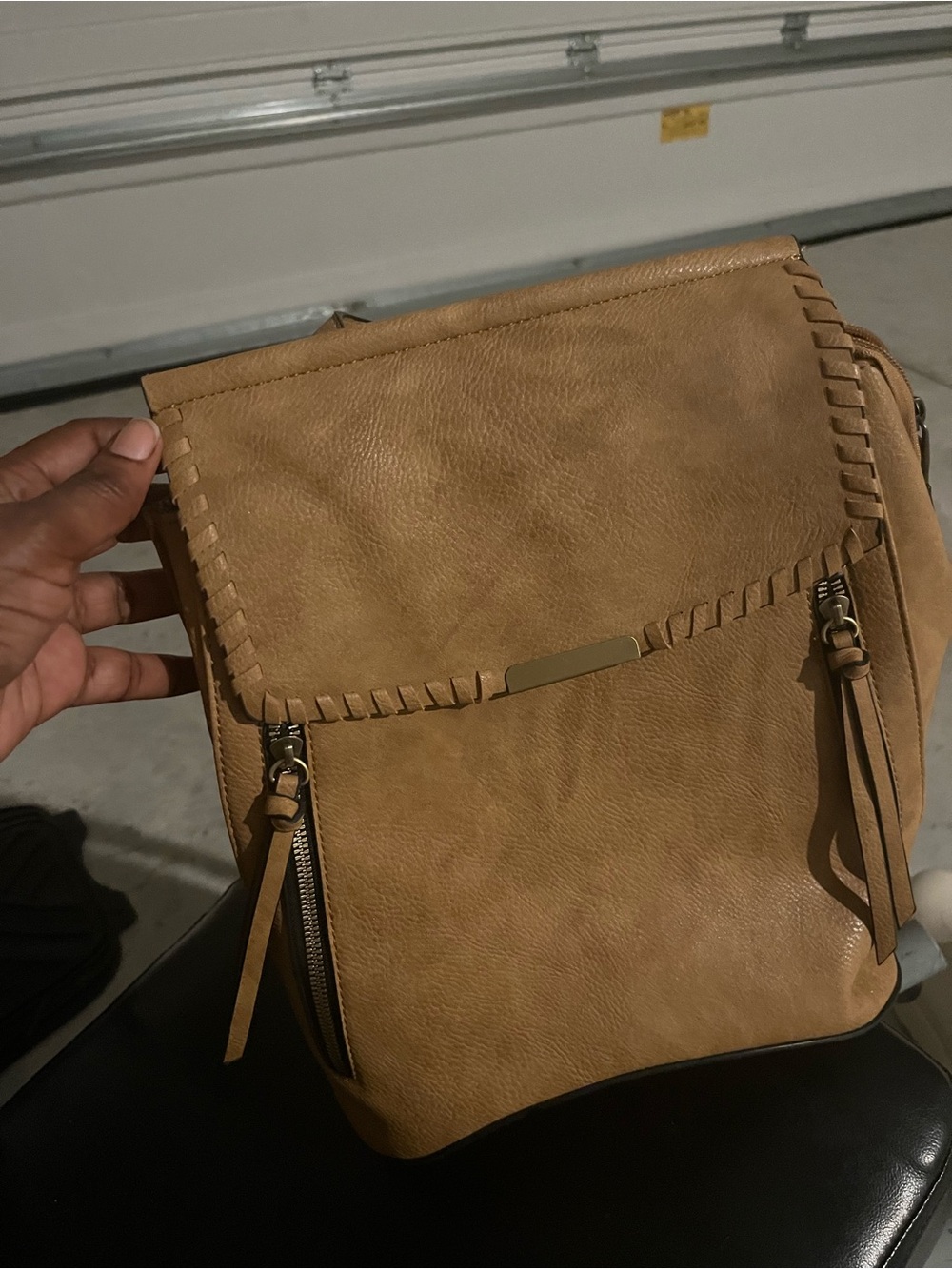 Everyday Tan Men's Backpack with Woven Flap Detail